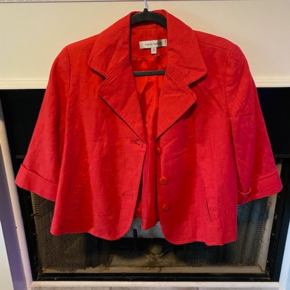 Harve Benard Red Jacket 100% linen Size  12
